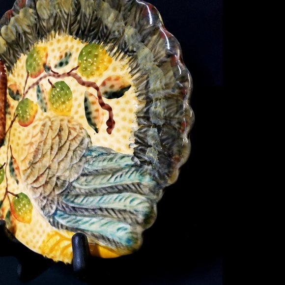 Vintage Hand Painted in Italy Majolica Italica ARS Ceramic Turkey Serving Dish - Picture 7 of 11